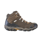 Side View of Men’s Oboz Bridger Mid Waterproof Hiking Boot in Sudan – featuring a mid-height silhouette for ankle protection, reinforced toe cap for trail durability, and cushioned EVA midsole for shock absorption and all-day comfort.