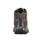 Back View of Men’s Oboz Bridger Mid Waterproof Hiking Boot in Sudan – featuring a padded heel collar for comfort, reinforced heel for stability, and a convenient heel loop for easy pull-on access.

