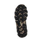 Bottom View of Women’s Oboz Bridger Mid Waterproof Hiking Boot in Walnut – featuring a rugged Granite Peak outsole with deep multi-directional lugs, durable rubber for excellent traction, and a supportive midfoot shank for stability on uneven terrain.