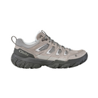 Side View of Women’s Oboz Sawtooth X Low Hiking Shoe in Drizzle – featuring a low-cut hiking silhouette for ankle mobility, EVA midsole with adaptive cushioning for shock absorption, and a reinforced heel and toe for added trail protection.