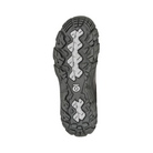 Bottom View of Women’s Oboz Sawtooth X Low Hiking Shoe in Drizzle – featuring a rugged Trail Tread outsole for superior multi-directional traction, durable rubber compound for long-lasting wear, and sawtooth-shaped lugs designed for stability on uneven terrain.