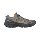 Side View of Men’s Oboz Sawtooth X Low Hiking Shoe in Hazy Gray – featuring a low-profile hiking silhouette for mobility, dual-density EVA midsole for cushioning, and protective overlays at the heel and toe for added durability on tough trails.