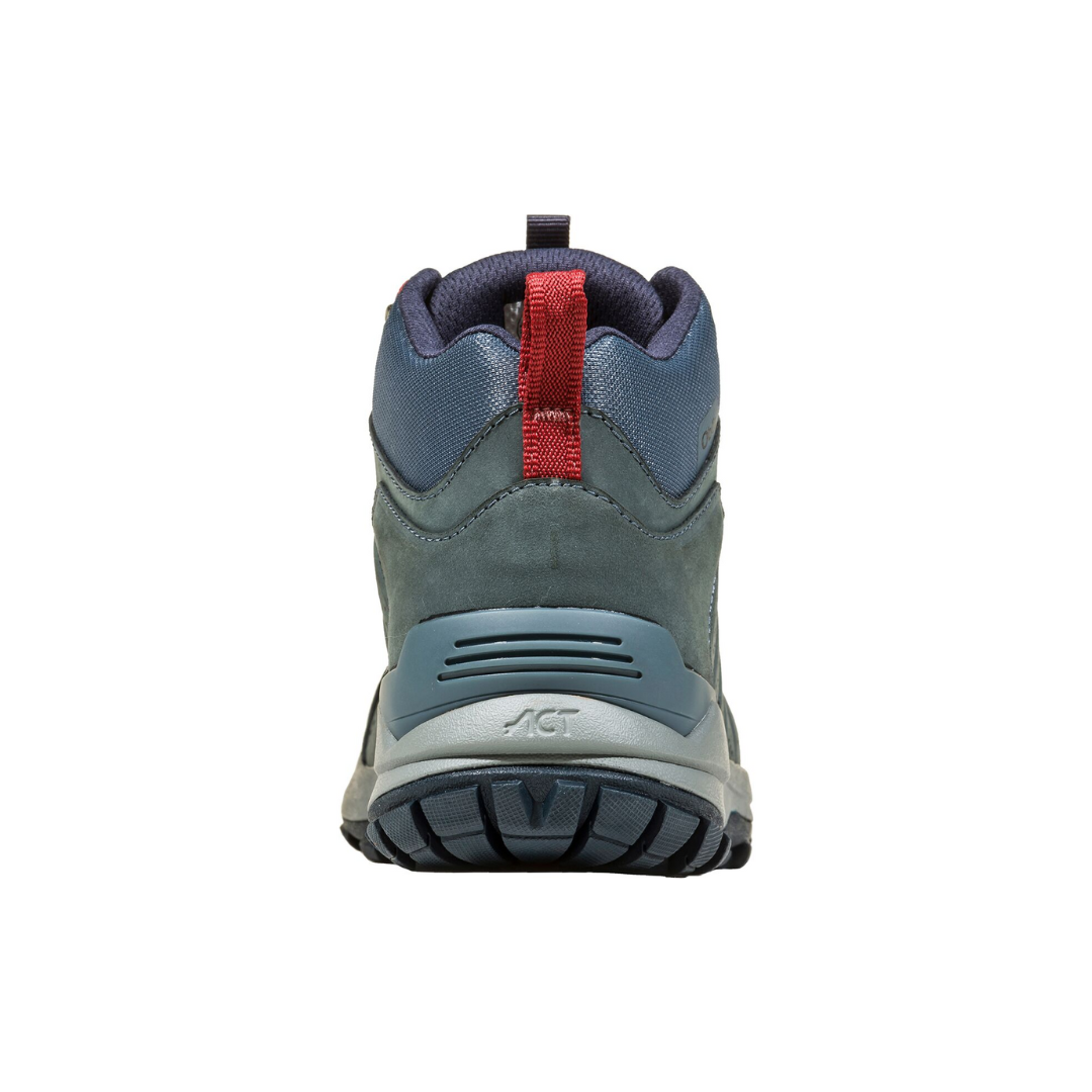 Back view of Women's Sypes Mid WP hiking boot in Slate – featuring a structured heel counter, pull-tab for easy on and off, and a mid-cut design for added ankle support and stability.