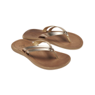 Side View of Women’s Olukai Kapehe Luana sandal in bubbly and sahara – featuring a lightweight midsole, water-resistant leather construction, and stylish beach-ready profile.