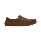 Side View of Women’s Olukai Nohea Slipper in ray/ray – featuring a soft shearling lining, premium nubuck leather upper, and a cushioned removable footbed for cozy comfort.

