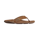 Side View of Men’s Olukai Tauhine in toffee – featuring water-resistant leather straps, a soft microfiber lining, and a lightweight rubber outsole.