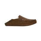 Side View of Women’s Olukai Nohea Slipper in ray – featuring a soft suede upper, low-profile slip-on design, and flexible rubber outsole for indoor and outdoor wear.
