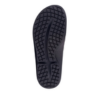 Bottom view of OOFOS Ooahh Sport Flex Sandal in matte black – featuring a slip-resistant OOfoam™ outsole with textured tread, flexible cushioning for natural motion, and a durable recovery-optimized design.