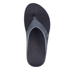 Top view of Women’s OOFOS OOriginal Sport Sandal in graphite – featuring a streamlined thong-style strap in a matte graphite finish, soft toe post, anatomically molded footbed with subtle texture, and a clean silhouette designed for all-day comfort.