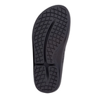 Bottom view of Women’s OOFOS OOriginal Sport Sandal in graphite – featuring a durable OOfoam™ outsole with wave-pattern tread for slip resistance, flexible cushioning for natural motion, and non-marking performance on various surfaces.