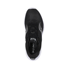 Top View of Women’s Saucony Kinvara 14 Running Shoe in Black/White – Features include engineered mesh upper for breathability, traditional lace-up closure, and padded collar for comfort and fit.