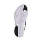Bottom View of Women’s Saucony Kinvara 14 Running Shoe in Black/White – Features include durable rubber outsole with strategic zones for traction, lightweight flexibility for natural movement, and minimal rubber placement for reduced weight.