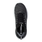 Top view of Women’s Saucony Echelon 9 in Black/White – featuring a padded collar and tongue, breathable mesh upper in black, traditional lace-up closure, and a spacious interior designed to accommodate wide feet or custom orthotics.