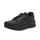 Angled view of Saucony Echelon Walker 3 in black – featuring a supportive leather upper, responsive PWRRUN midsole, orthotic-friendly design, and slip-resistant outsole built for comfort and control on long walks or all-day wear.
