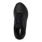 Top view of Saucony Echelon Walker 3 in black – featuring padded tongue and collar, breathable mesh tongue lining, and a spacious fit that accommodates custom orthotics and wide feet comfortably.