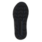 Bottom view of Saucony Echelon Walker 3 in black – featuring a non-slip rubber outsole with grippy tread pattern, durable high-abrasion zones, and WALKTRAC forefoot design for smooth heel-to-toe transitions.