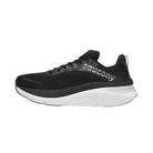 Side view of Men’s Saucony Hurricane 24 in Black/Carbon – featuring a lightweight black mesh upper, PWRRUN+ cushioning for plush responsiveness, HOLLOW-TECH stability system for medial support, and a subtle carbon grey midsole for a smooth, modern aesthetic.