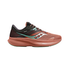 Side View of Women’s Saucony Ride 16 Running Shoe in Soot/Basalt – Features include PWRRUN cushioning for a balanced ride, engineered mesh upper for breathability, and a structured heel counter for added stability.
