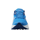 Front view of Women’s Saucony Triumph 21 in Blue Light/Mauve – featuring a breathable mesh toe box in soft blue, reinforced toe cap for durability, flat laces for secure fit, and mauve accents on the tongue and lining for a modern athletic look.