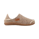 Side View of Women’s Taos Convertawool Shoe in Warm Sand – featuring cozy wool construction, convertible heel for slide-on wear, and cushioned midsole for all-day comfort.