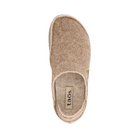 Top View of Women’s Taos Convertawool Shoe in Warm Sand – featuring a soft wool upper, removable cushioned footbed with arch support, and convertible slip-on design for versatile indoor and outdoor wear.