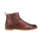 Side View of Women’s Taos Double Time Shoe in Whiskey – featuring rich leather construction, low-profile casual silhouette, and cushioned midsole for support during daily activities.