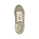 Top View of Women’s Taos Shooting Star Shoe in Sage Beige – featuring a breathable canvas upper with soft textile lining, removable cushioned footbed with arch and metatarsal support, and classic lace-up closure for a secure fit.