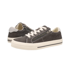 Angled View of Women's Taos Z Soul in Graphite Light Grey Distressed – Featuring a cushioned footbed with arch support, this shoe provides all-day comfort and support for those on their feet for extended periods. The padded interior ensures that your feet stay comfortable, making this shoe perfect for both busy days and casual outings.