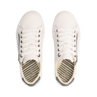Top View of Women’s Taos Z Soul Shoe in White Pewter – featuring a soft leather and textile upper, cushioned removable footbed with arch support, and dual zipper and lace-up design for convenient wear.