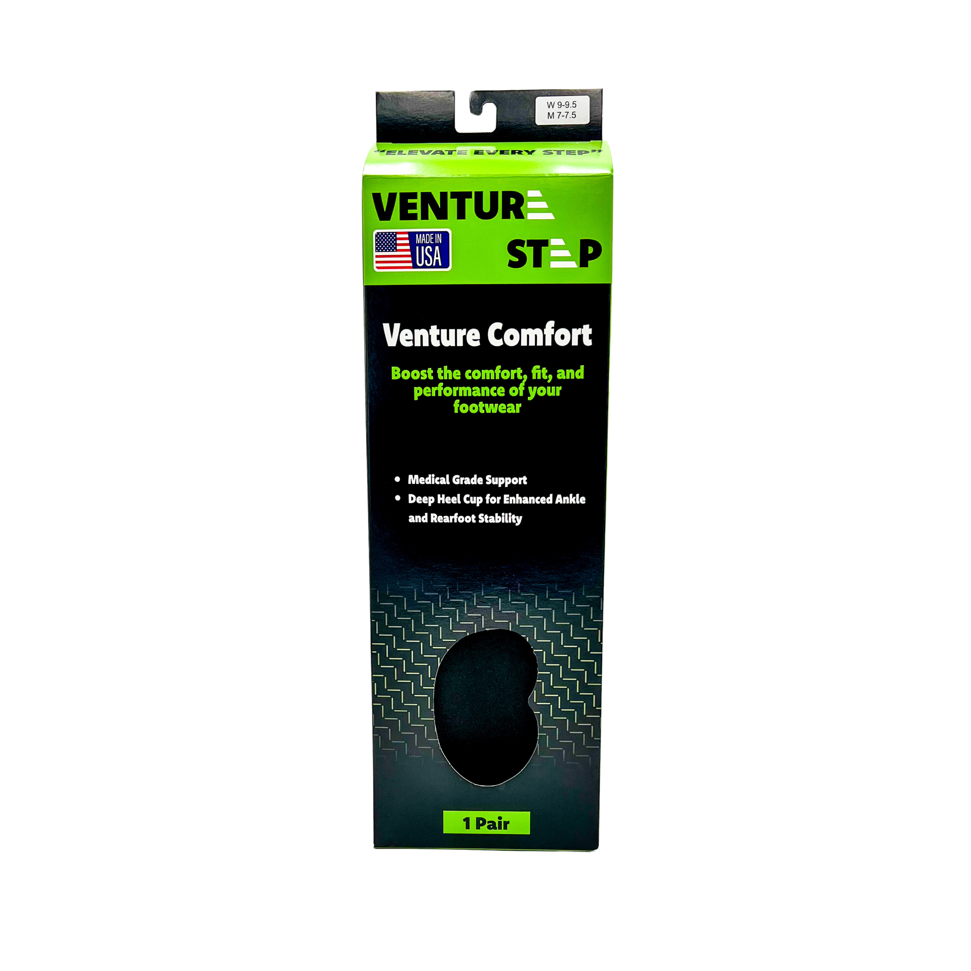 Venture Step insoles to help with flat feet, arthritis, bunions, heel spurs, etc.