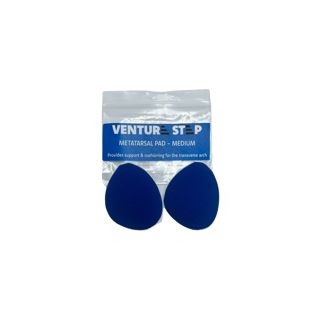 Front view of medium VentureStep Metatarsal Pad – featuring a soft, cushioned surface designed to provide targeted support and relieve pressure on the ball of the foot for enhanced comfort.