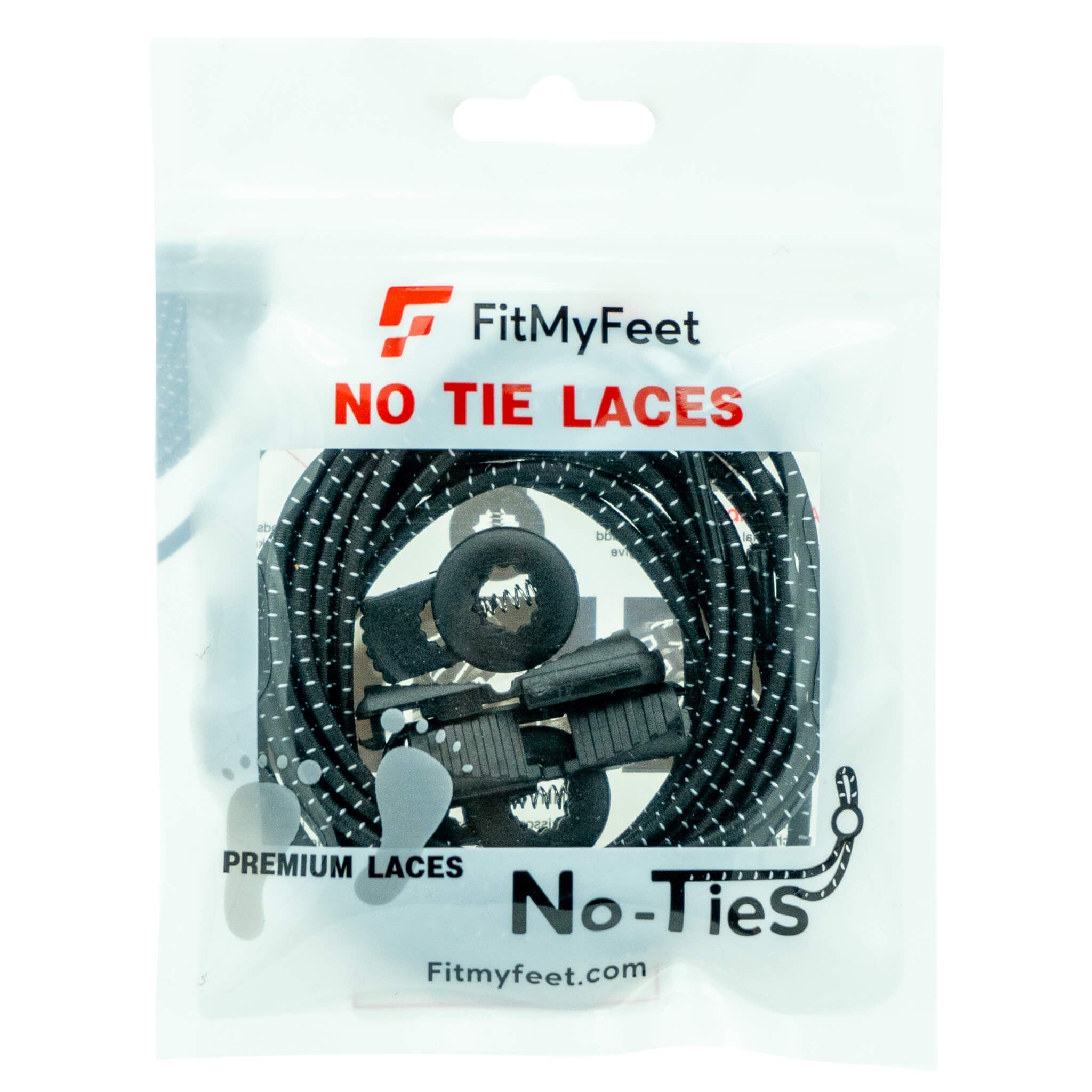 No-Ties Premium Laces Black and White